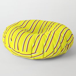 [ Thumbnail: Yellow, Powder Blue, and Maroon Colored Stripes Pattern Floor Pillow ]