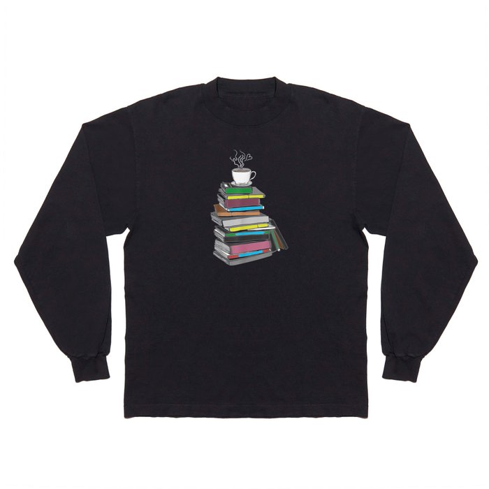 Coffee and books with heart drawing reader gifts Long Sleeve T Shirt