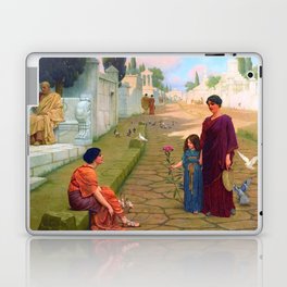 Outside The Gate Of Pompeii The Flower Girl "Girl with a beautiful transparent Summer orange Dress"  Laptop Skin
