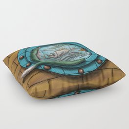 trompe l'oeil sea / ocean porthole Floor Pillow