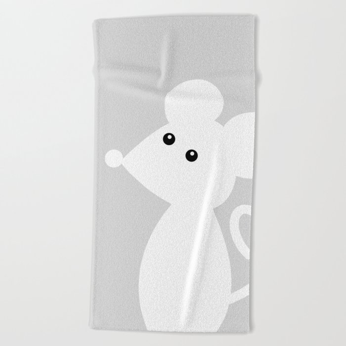 Nursery animal series - white mouse Beach Towel