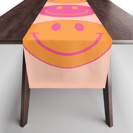 Large Pink and Orange Groovy Smiley Face Pattern - Retro Aesthetic  Table Runner