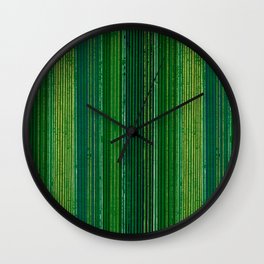 Green Vertical Stripes Japanese Shima-Shima Pattern Wall Clock