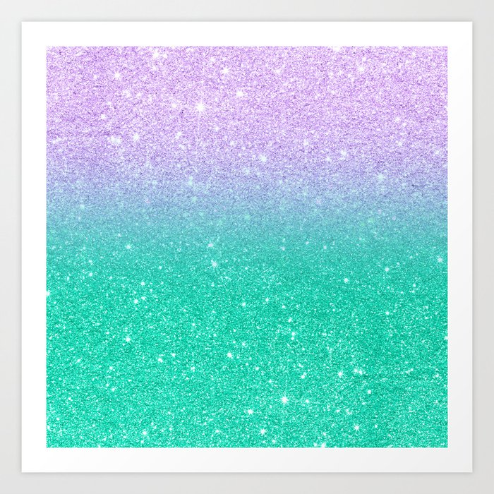 Mermaid purple teal aqua FAUX glitter ombre gradient Art Print by ...