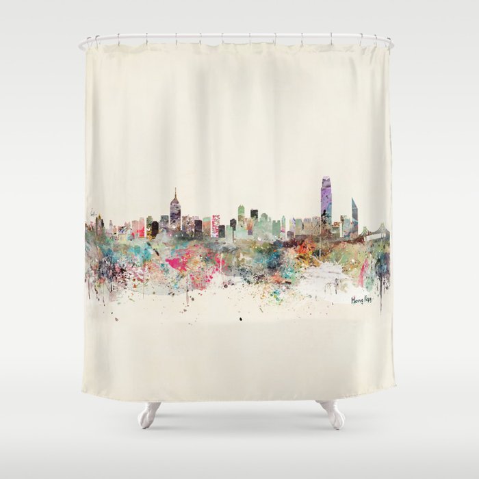 Hong Kong City Skyline Shower Curtain By Bribuckley Society6