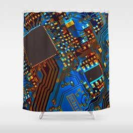 Electronic circuit board close up.  Shower Curtain