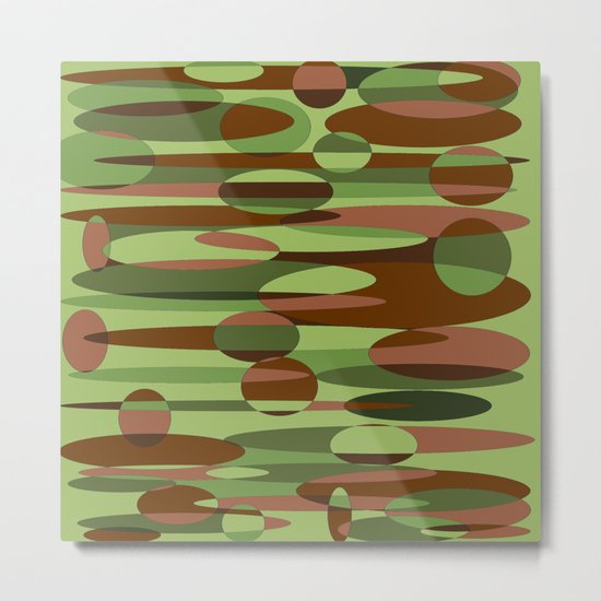 Trendy Green and Brown Camouflage Spheres Metal Print
