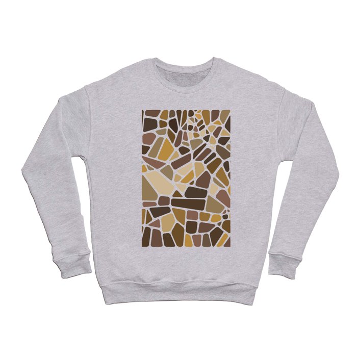 Brown Mosaic Tiles Pattern Crewneck Sweatshirt