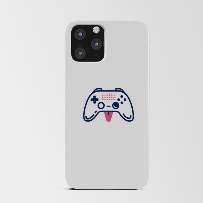 Cute gamepad showing a pink tongue. Game design iPhone Card Case
