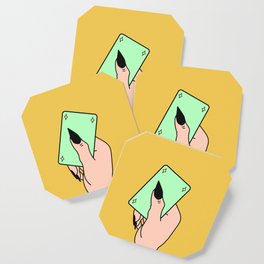 YELLOW TAROT CARD READING ILLUSTRATION Coaster