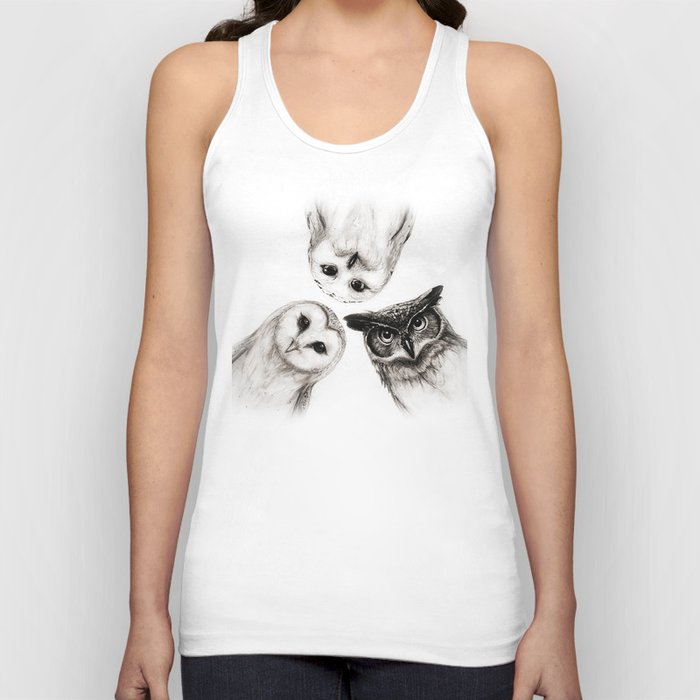 The Owl's 3 Unisex Tanktop | Drawing, Animals, Illustration, Natur, Eule, Owls, Ink-pen, Graphite