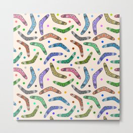 Rainbow Boomerangs! (blush beige) Metal Print | Pattern, Rainbows, Hand Drawn, Pop Art, Dots, Boomerangs, Kids, Aboriginalinspired, Australia, Drawing 