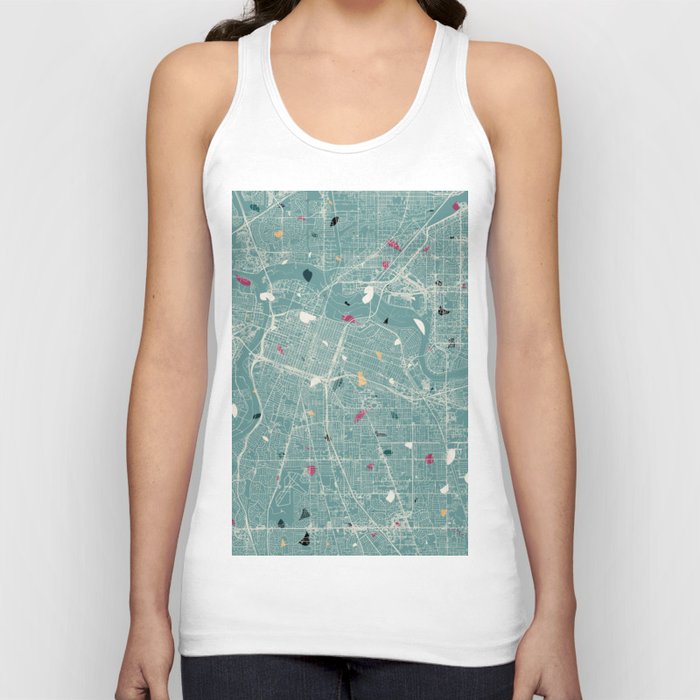 USA, Sacramento - Pastel City Map - Terrazzo Collage - Marble Tank Top