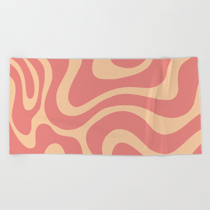 Warped Swirl Marble Pattern (coral/pink/peach) Beach Towel