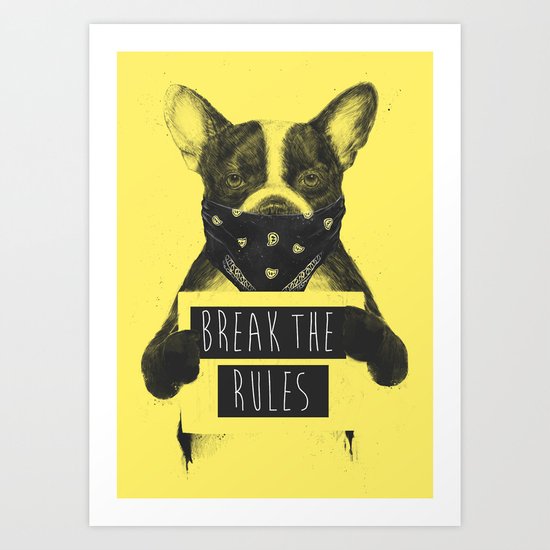 Rebel dog (yellow) Art Print