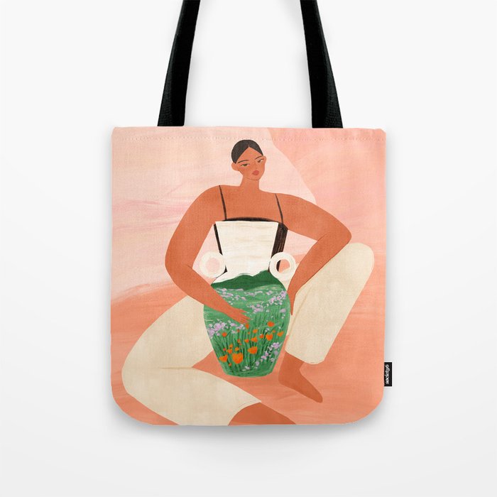 Wild Flower Pottery Tote Bag