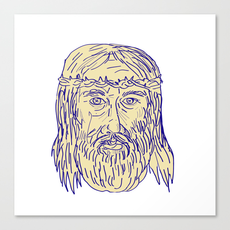 Jesus Face Crown Of Thorns Drawing Canvas Print By Patrimonio Society6