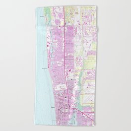 Vintage Map of Naples Florida (1958) Beach Towel