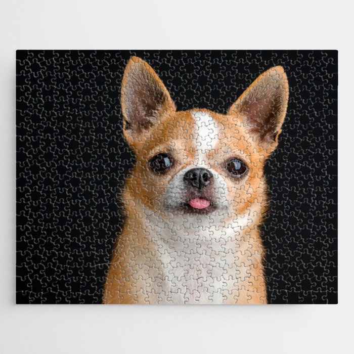 Cute Brown Dog White Strip Chihuahua Jigsaw Puzzle by Peek Store