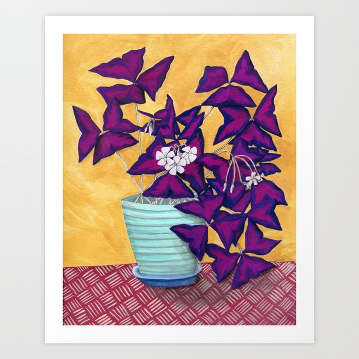 Purple Shamrock Houseplant Painting Art Print