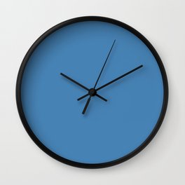 Steel Blue Solid Color Popular Hues Patternless Shades of Blue Collection - Hex #4682B4 Wall Clock