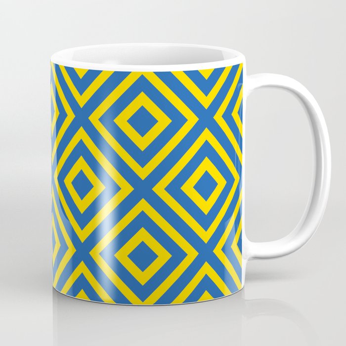 Azure Blue Yellow Tessellation Line Pattern 100% Commission Donated To IRC Read Bio Coffee Mug