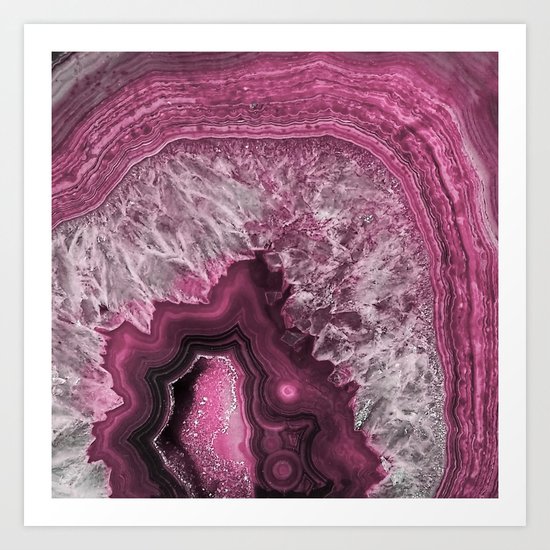 Purple and pink agate mineral gem stone- Beautiful backdrop Art Print