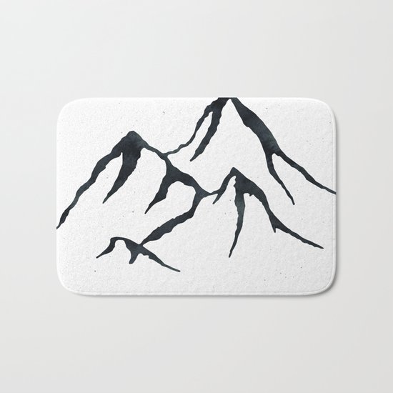 MOUNTAINS Black and White Bath Mat