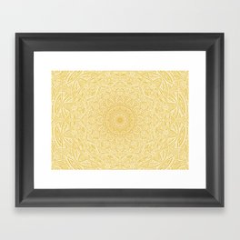 Most Detailed Mandala! Yellow Golden Color Intricate Detail Ethnic Mandalas Zentangle Maze Pattern Framed Art Print