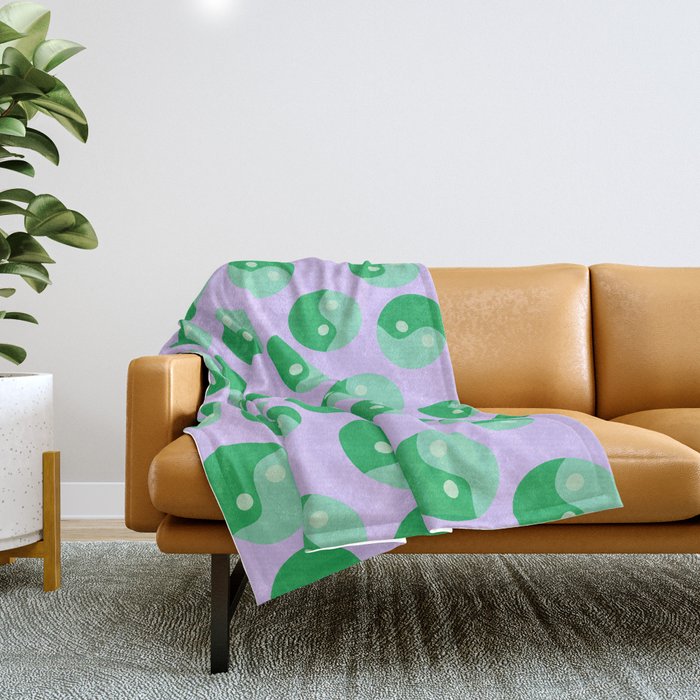 Peaceful Disco - Green Throw Blanket