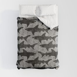 Gray and Black Shark Pattern Comforter
