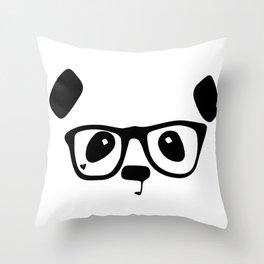 Hipster Nerd Panda Throw Pillow