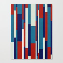 Modern Blue Red White Stripes 001 Canvas Print