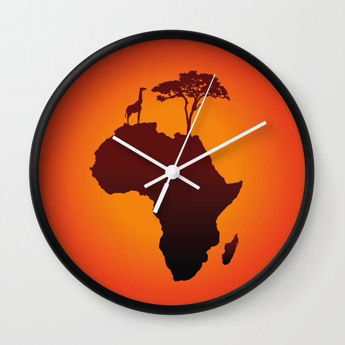 African Safari Map Silhouette Background Wall Clock By Sorayashancollection Society6
