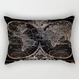 world map old vintage black Rectangular Pillow