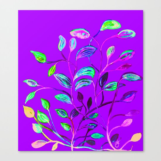 Neon Purple Pop Leaves Canvas Print