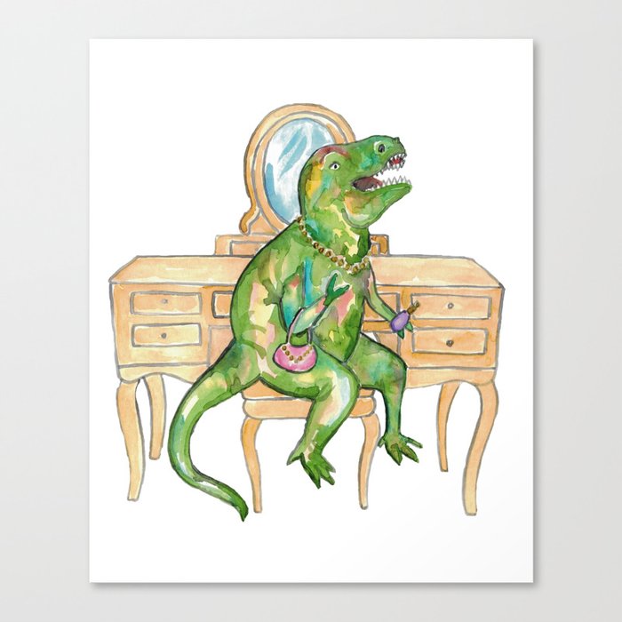 T-rex dressing up dinosaur painting  Canvas Print