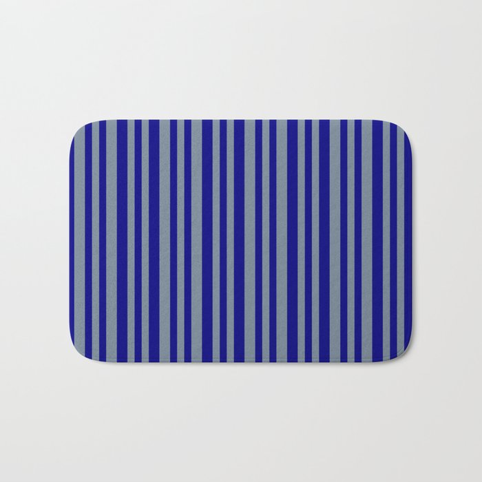 Light Slate Gray and Blue Colored Lines/Stripes Pattern Bath Mat