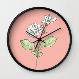 Sampaguita Wall Clock | Jasmin, Painting, Feminine, Coral, Sampaguita, Watercolor, Flower, Whiteflower, Nature, Floral 