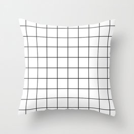 Minimal Grid - Black Lines on White Throw Pillow