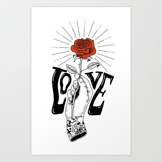Hand with Rose Art Print