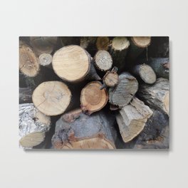 Wood Metal Print | Firewood, Organic, Nature, Timber, Logs, Slices, Texture, Photo, Raw, Closeup 