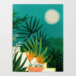 Tropical Moonlight Night Scene Poster