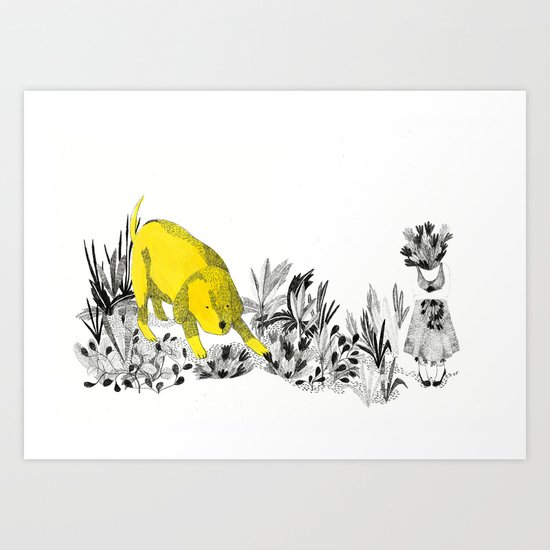 yellow dog Art Print