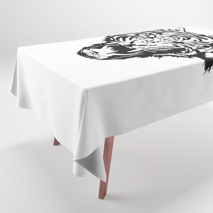 Tiger Illustration (Black & White) Tablecloth