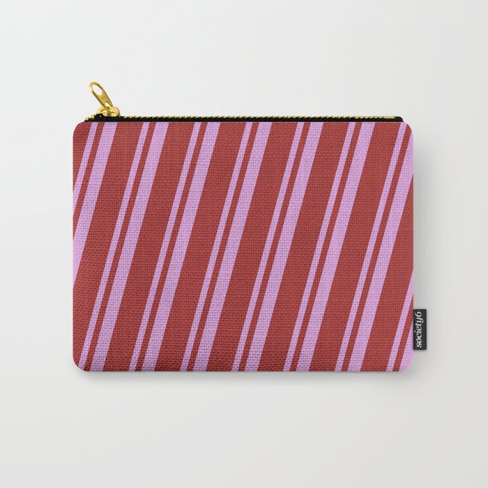Plum & Brown Colored Striped/Lined Pattern Carry-All Pouch