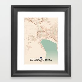 Saratoga Springs, Utah, United States - Vintage City Map Framed Art Print