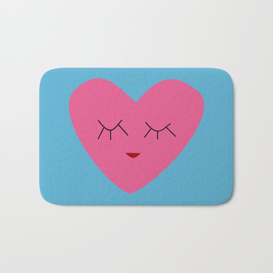 valentines heart blue Bath Mat