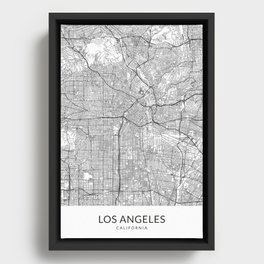 Vintage Styled Map of Los Angeles | Black and White Poster Giclée Framed Canvas