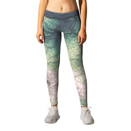 Mount Hood, Oregon Topographic Contour Map Leggings | Mountain, Modern, Pattern, Graphicdesign, Geography, Outdoors, Landscape, Oregon, Blue, River 